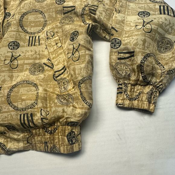 VTG Retro Details Sportswear Zip-up Lined Silk Bomber Jacket Women L Black Gold - Picture 8 of 12